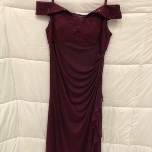 This is for a burgundy color long dress